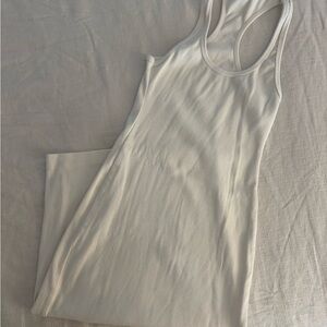 Los Angeles Apparel Ribbed Tank Dress in Off-White